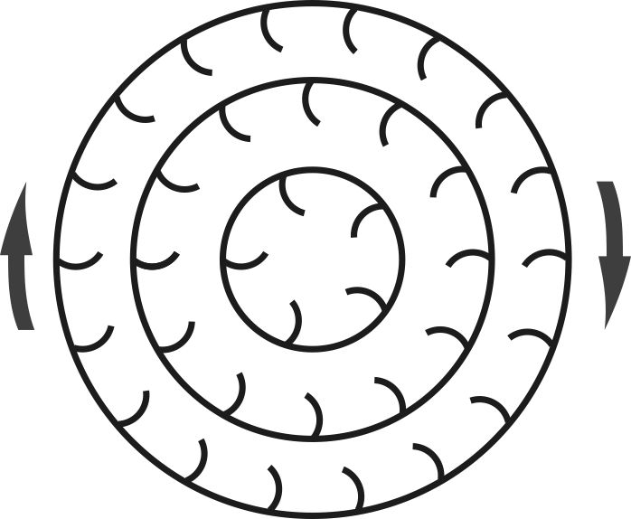 cross-section of triple-pass drum dryer