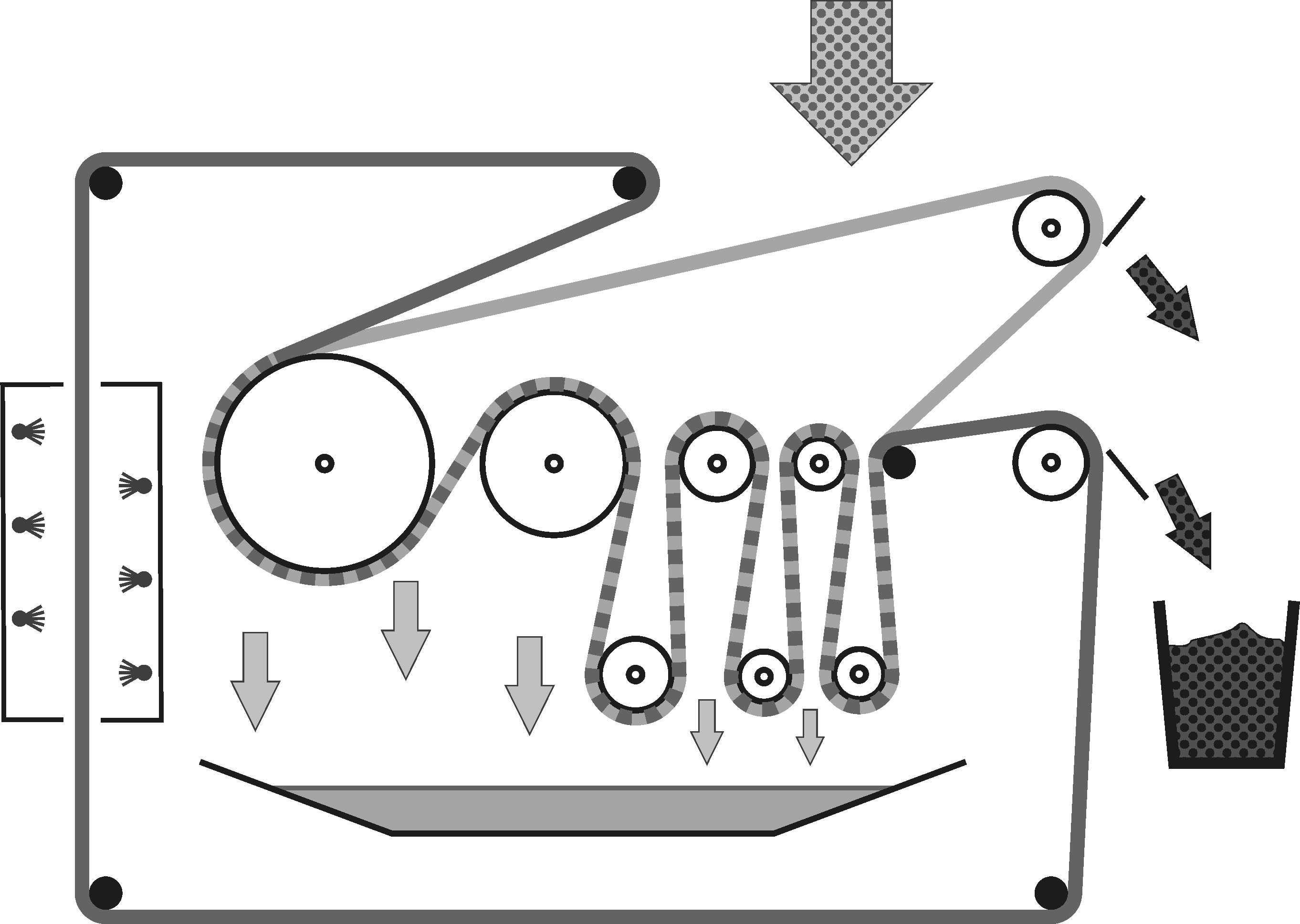 Continuous filter presses working scheme and cleaning